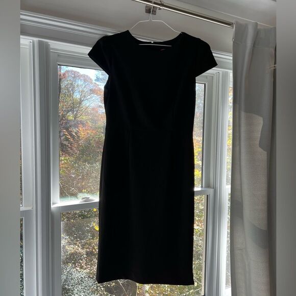 Betsey Johnson Womens Crepe Puff Sleeves Sheath Dress Black 8 - Picture 6 of 7